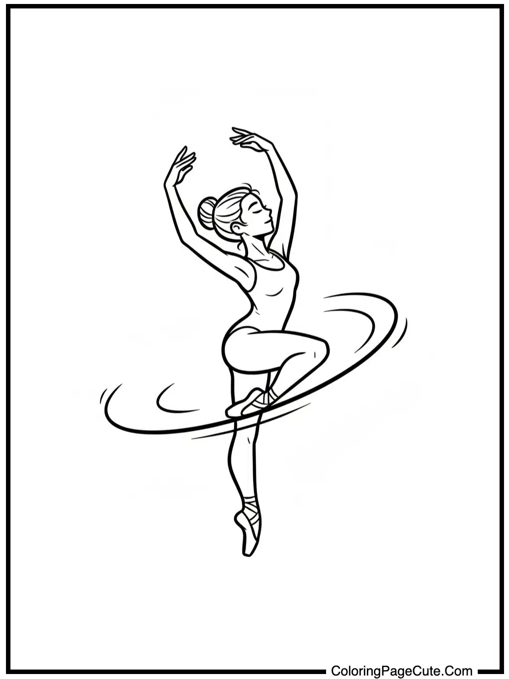 ballerina coloring sheet practicing pirouettes.