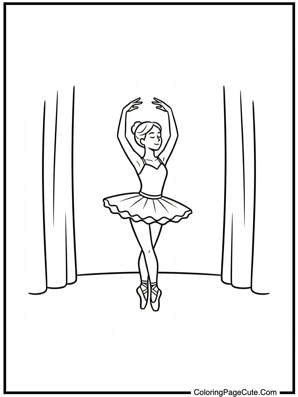 ballerina coloring sheet doing a pliƩ.