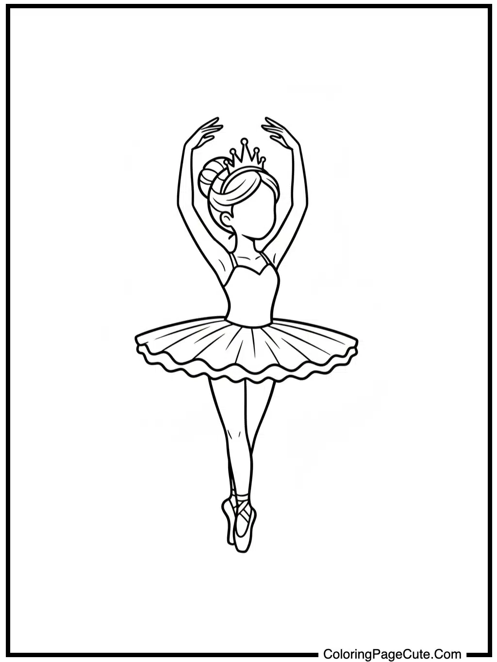 ballerina coloring sheet with a tiara.