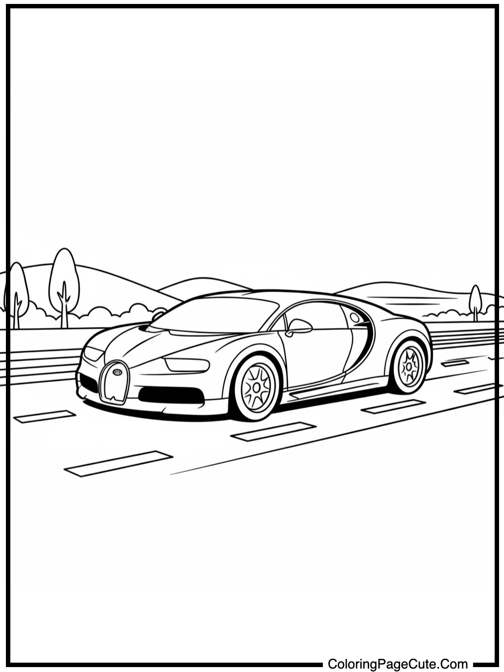 bugatti speeding on highway