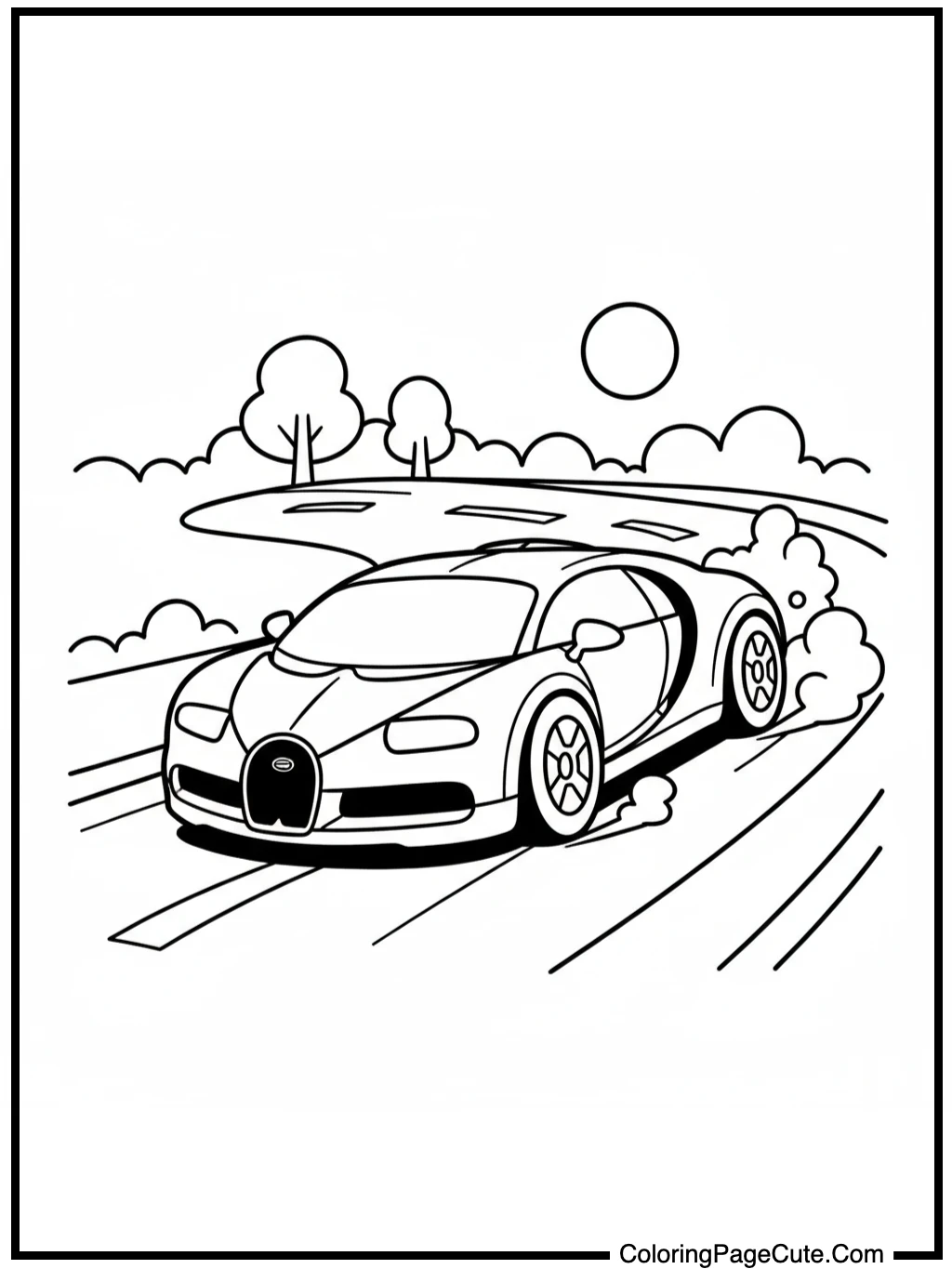 bugatti drifting through turns