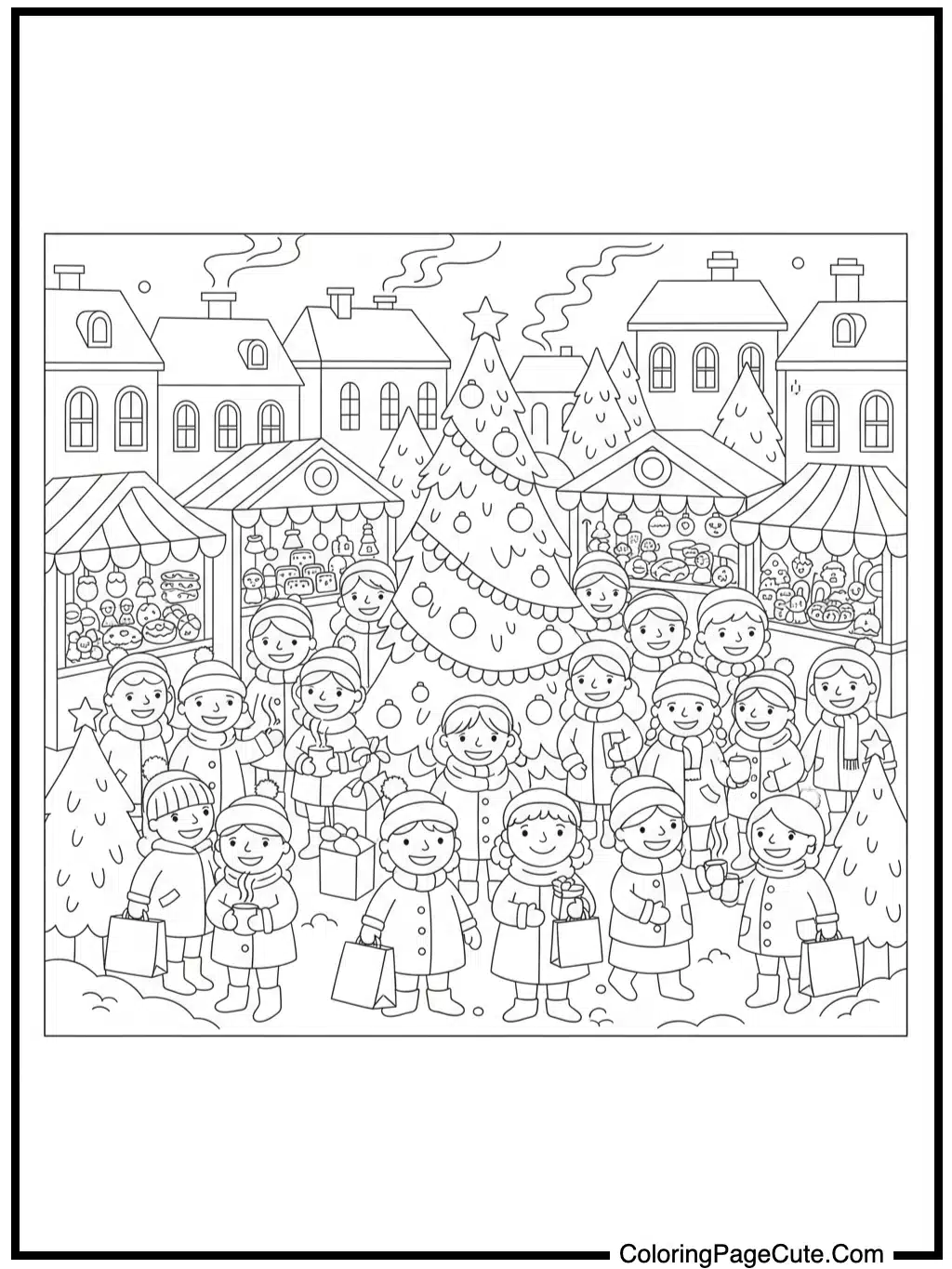 christmas market bustling happily