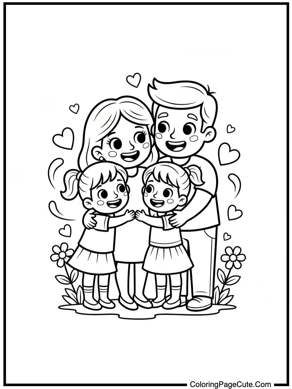 color sheets for mother's day depicting family love
