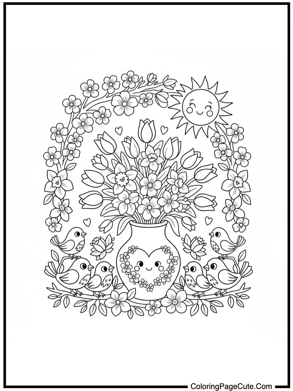 color sheets for mother's day showing spring blossoms