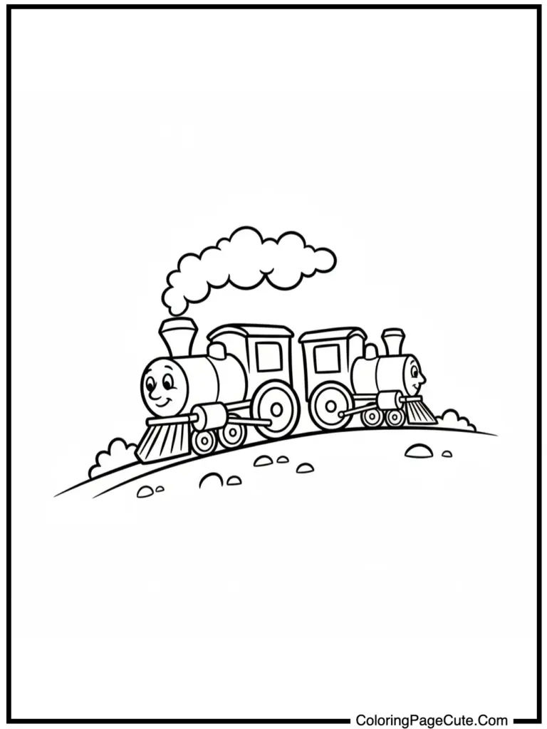 coloring book pages of trains