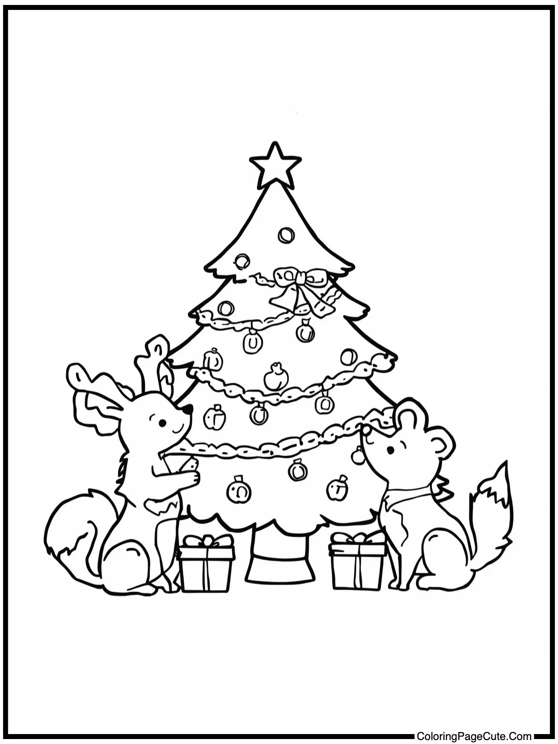 decorating a holiday tree