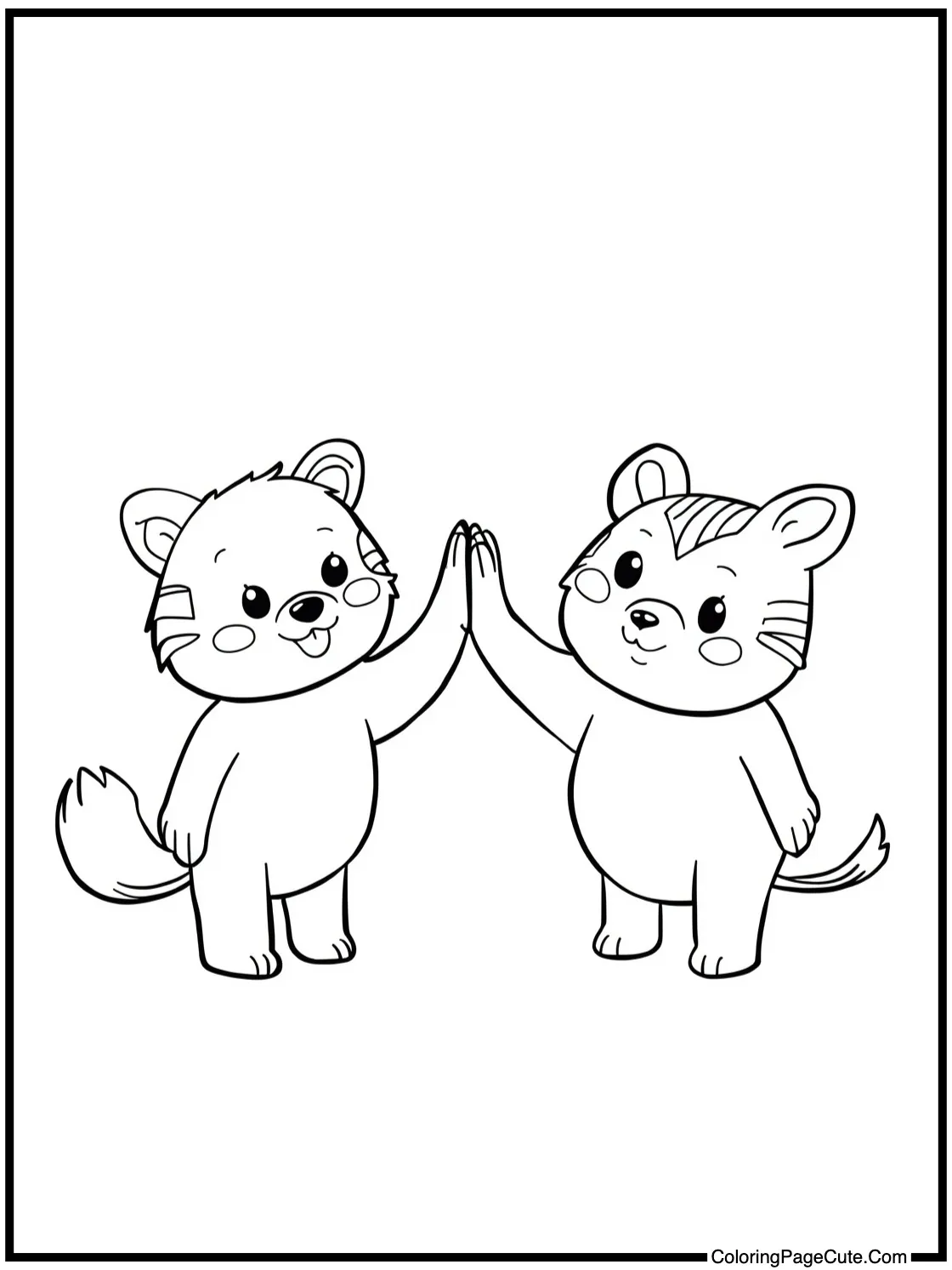 giving friendly high-fives