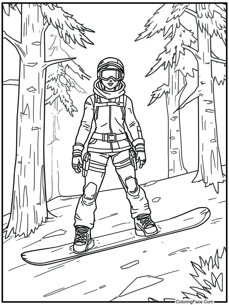 Powder snowboarding girl pose