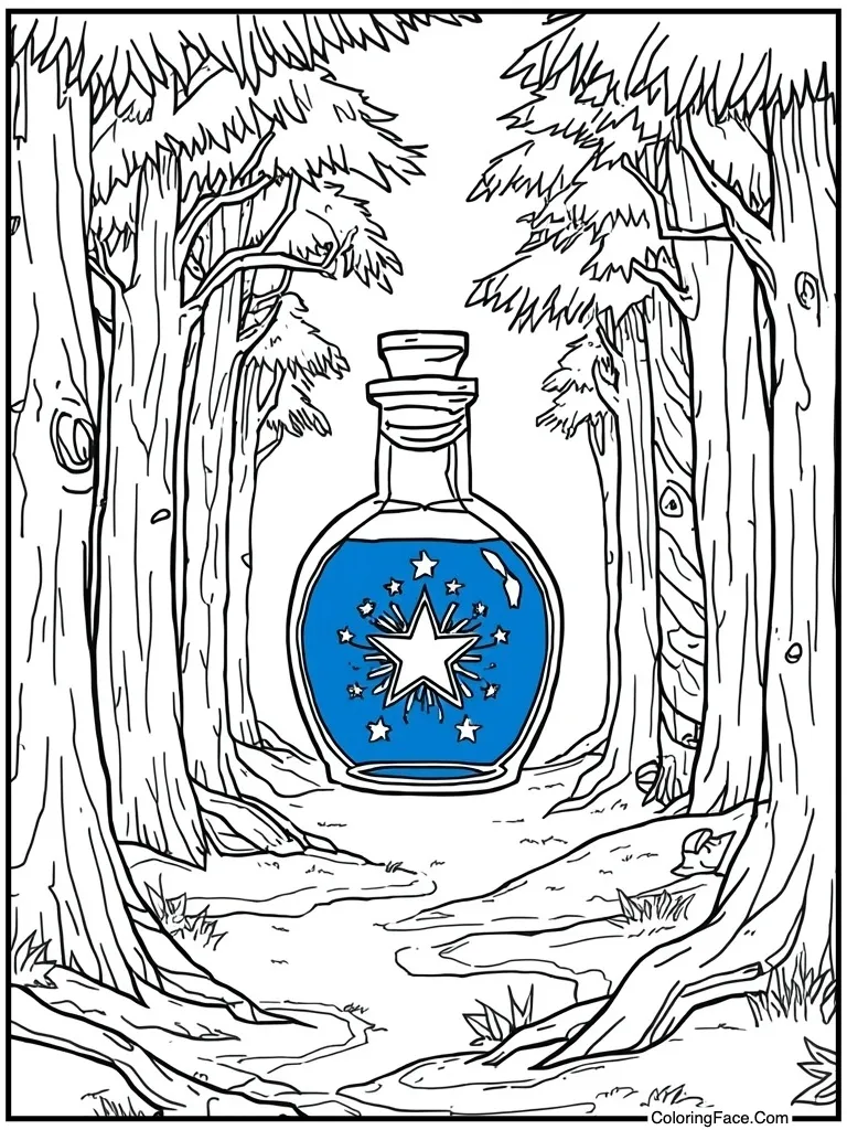 Blue shield potion bottle