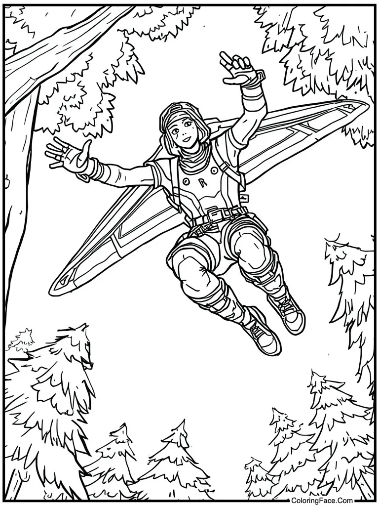 Glider open flying down