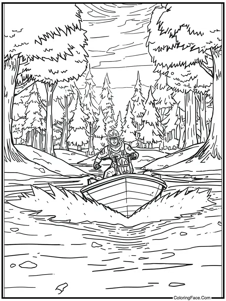 Motorboat speeding on water