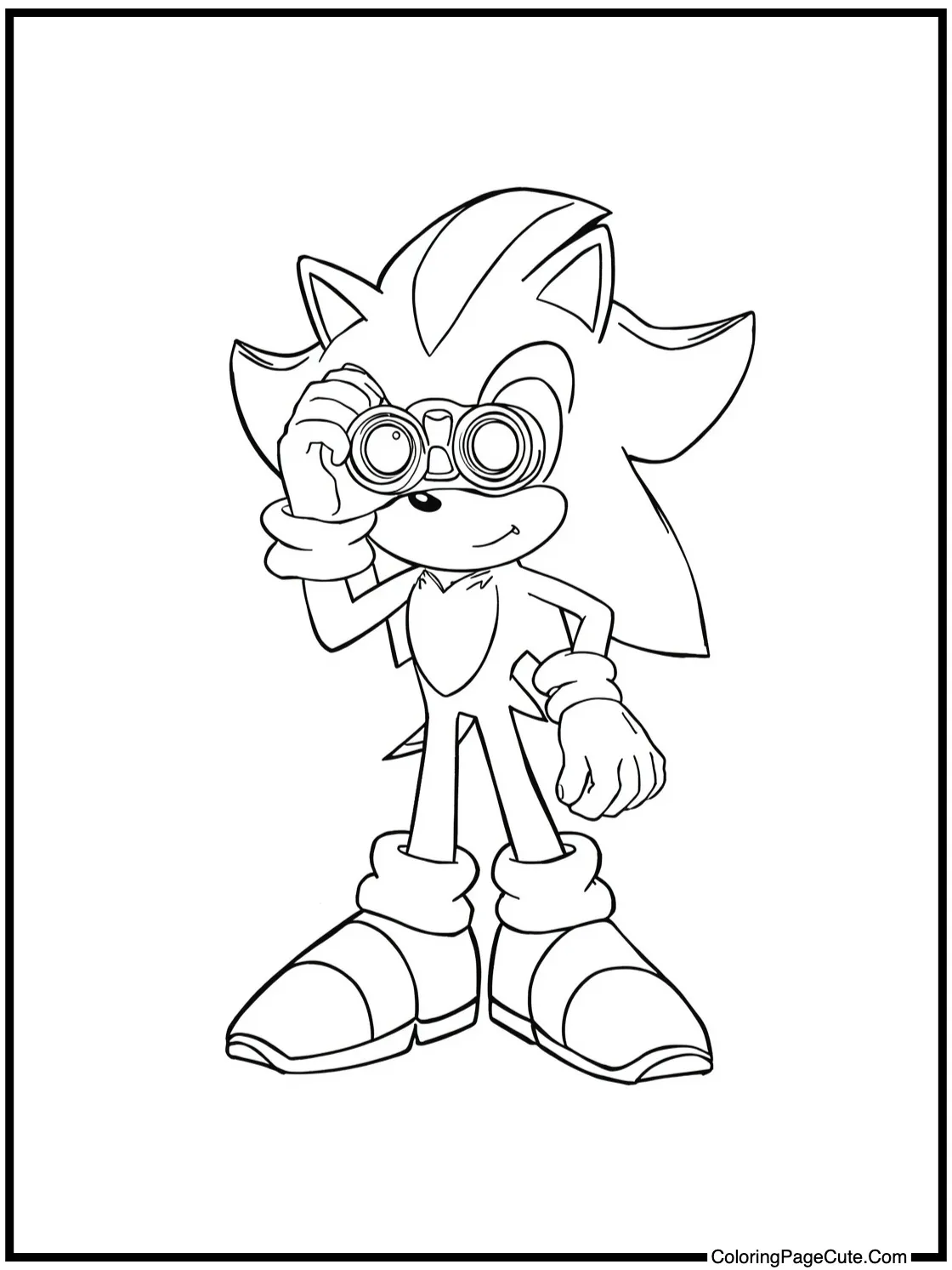 looking through binoculars