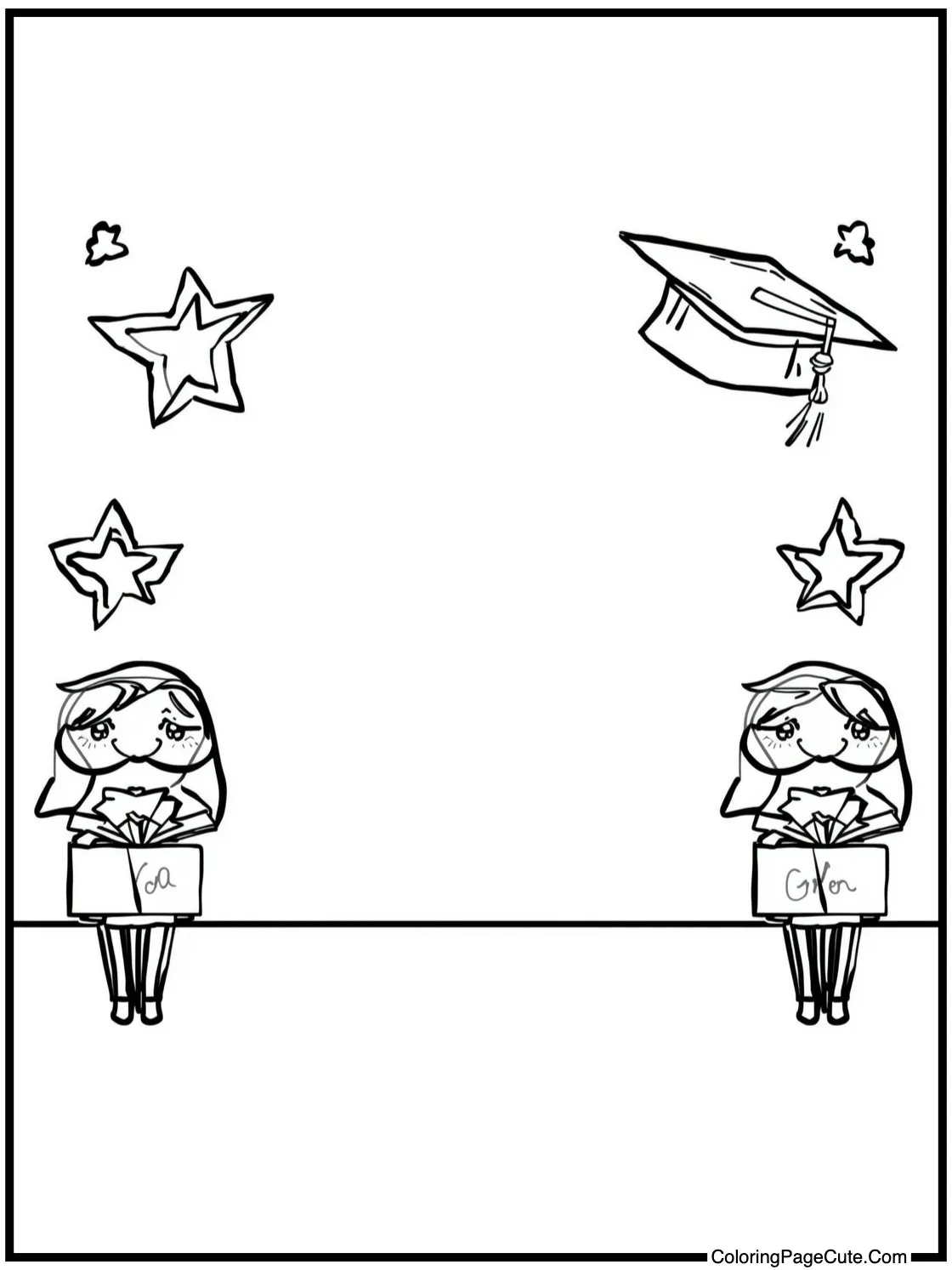 with a graduation backdrop.