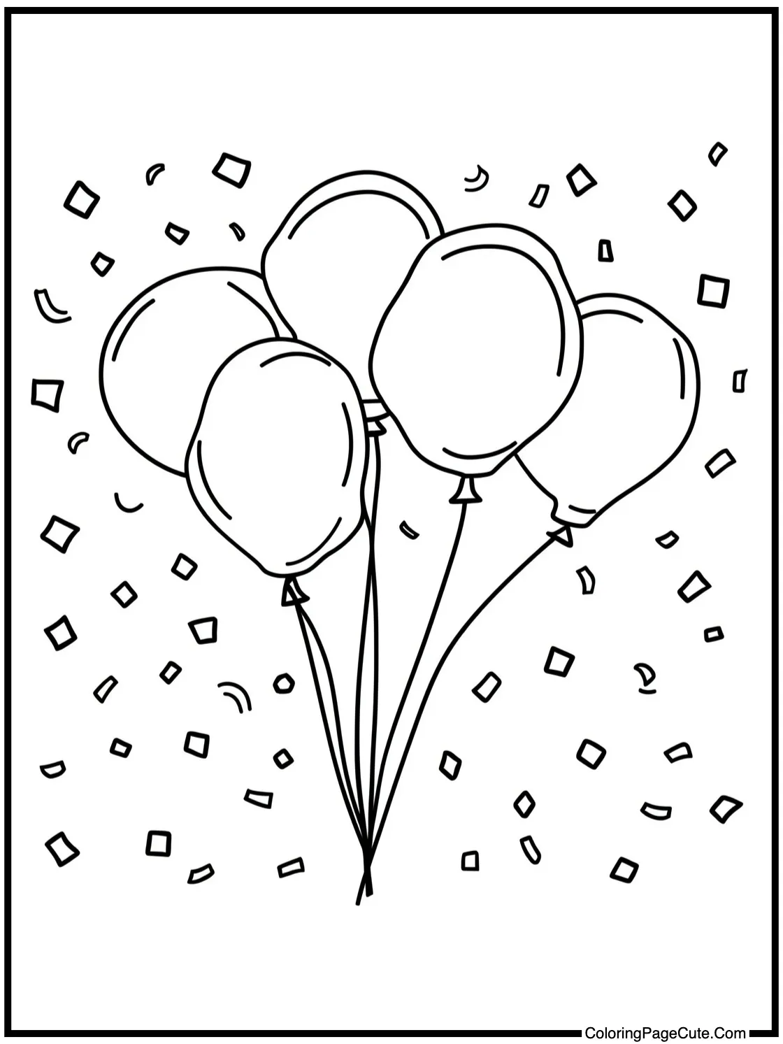 with balloons and confetti.