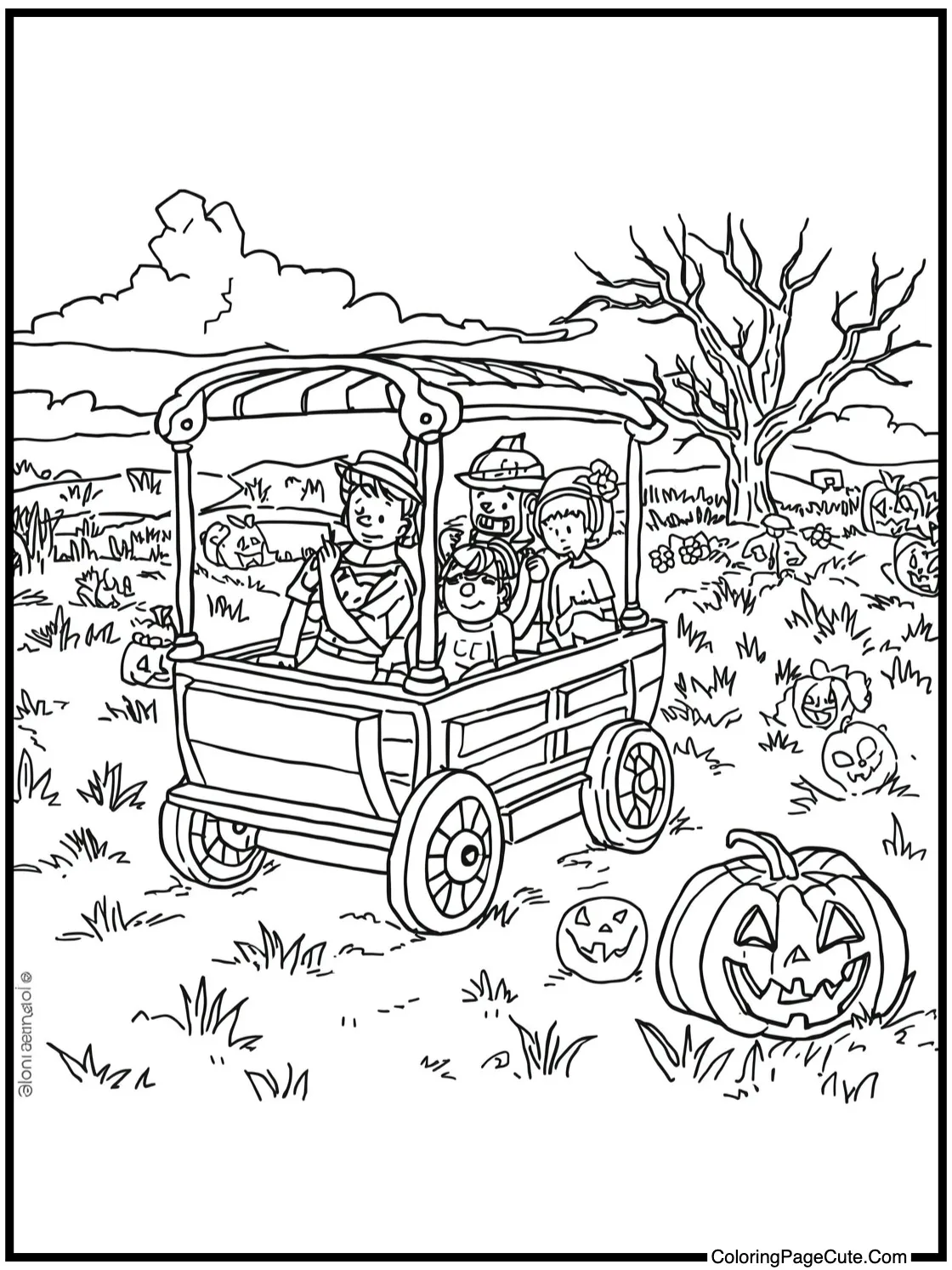 Hayride through fields