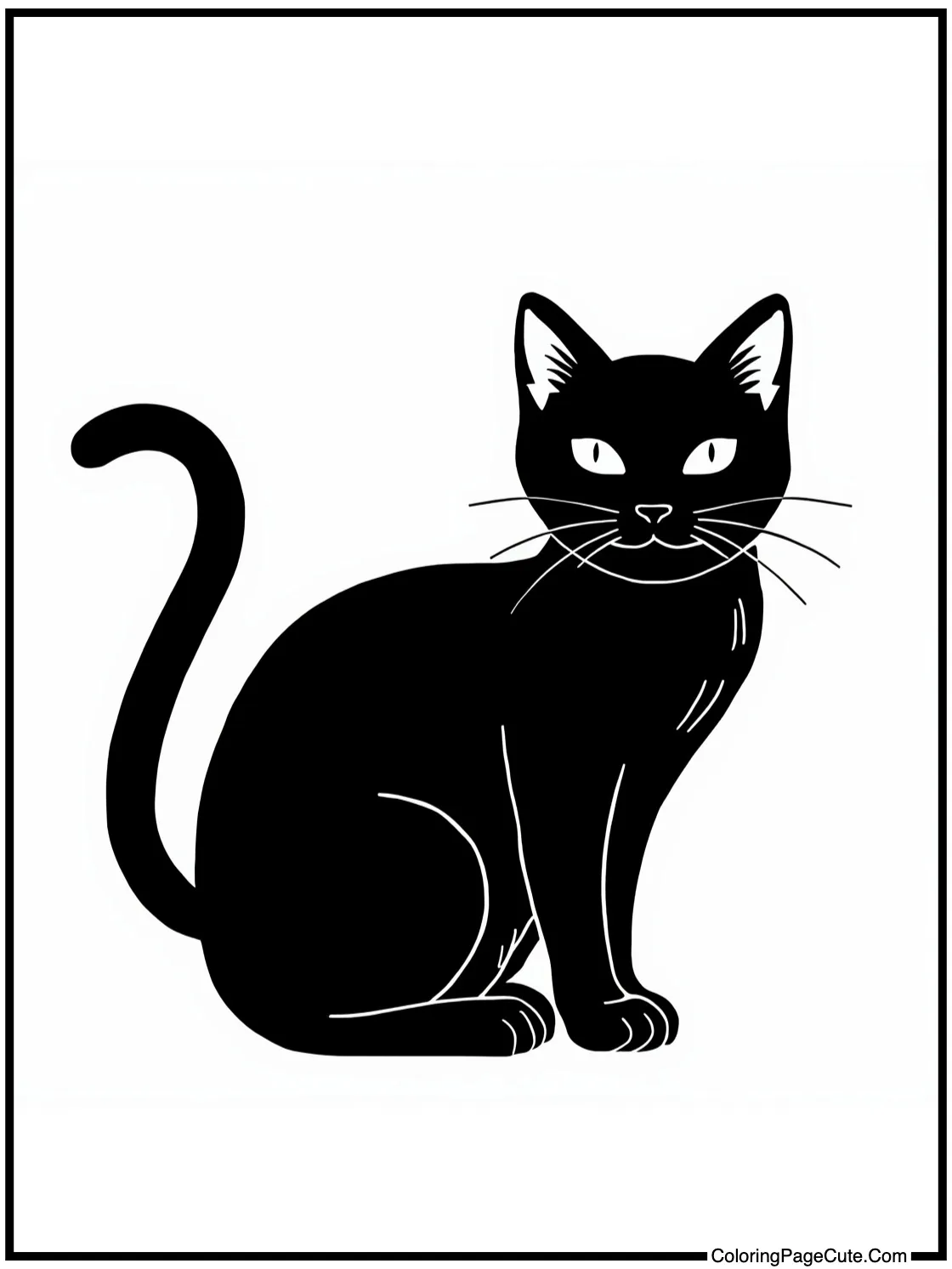 Black cat stretching