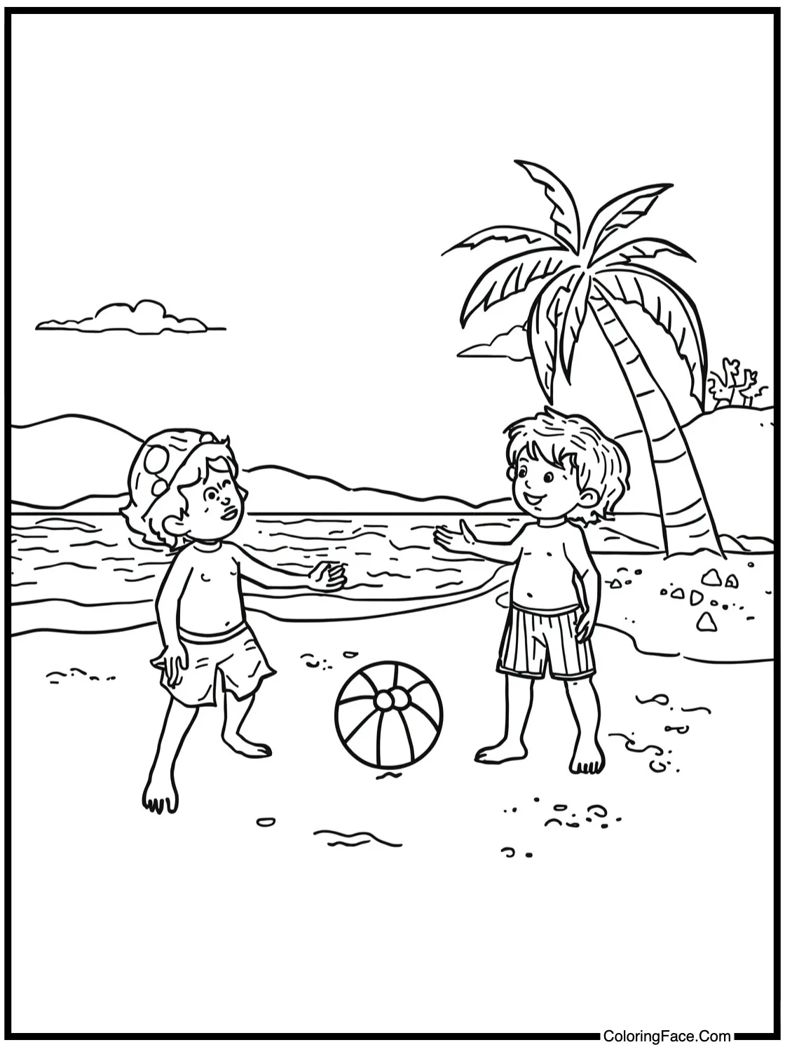 Kids playing beachball