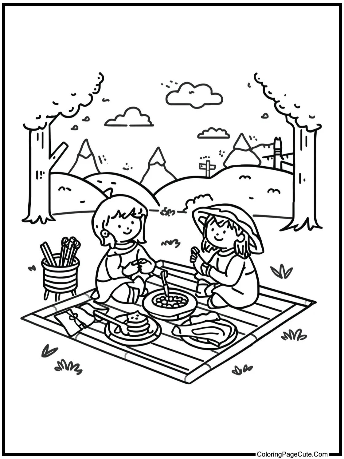 picnicking outdoors
