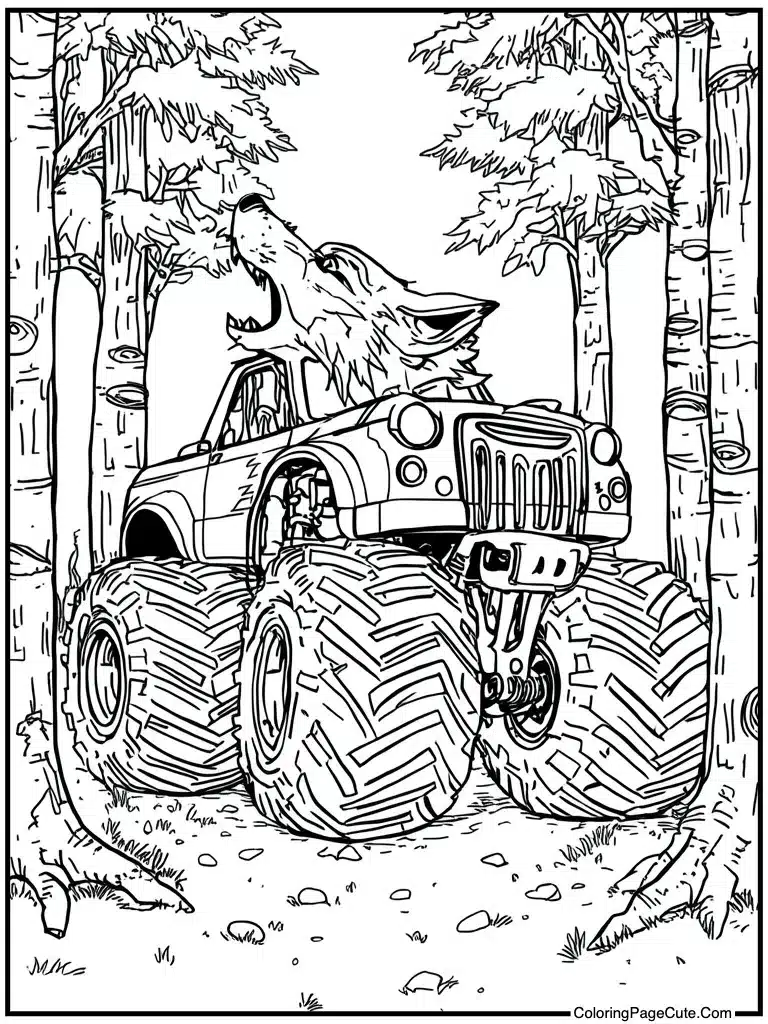 Wolf howling moon design