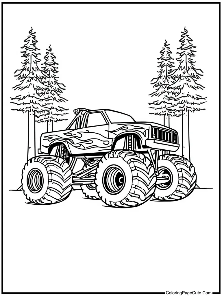 Flames painted on side