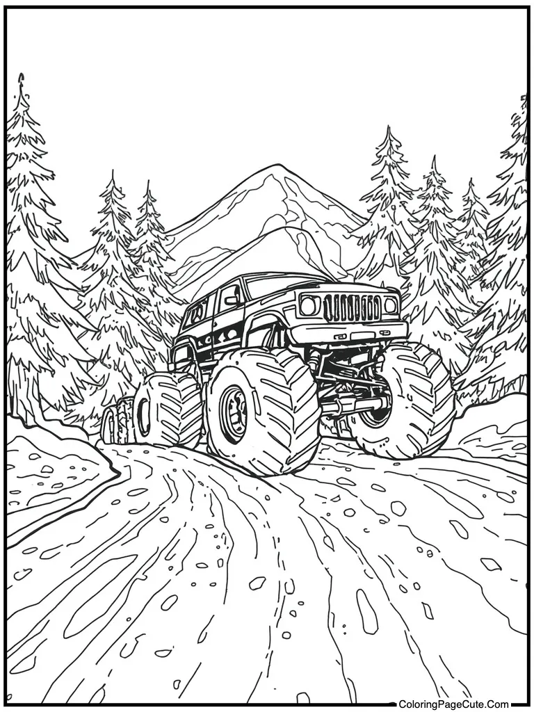 Snowy mountain ice road