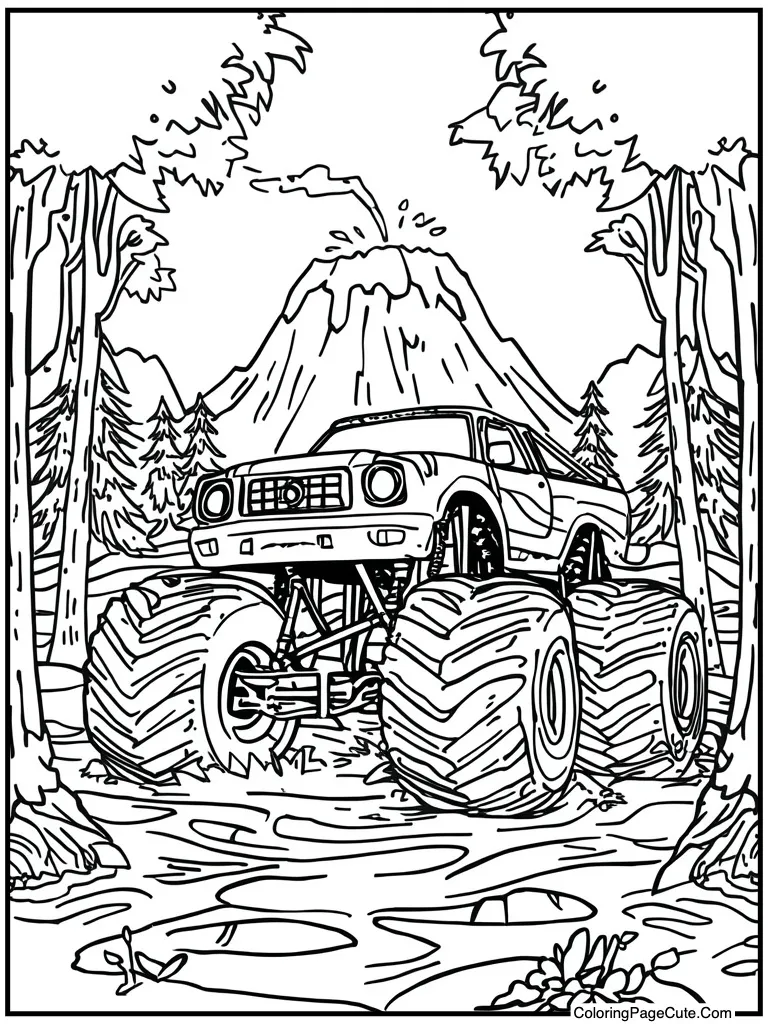 Volcano lava background scene