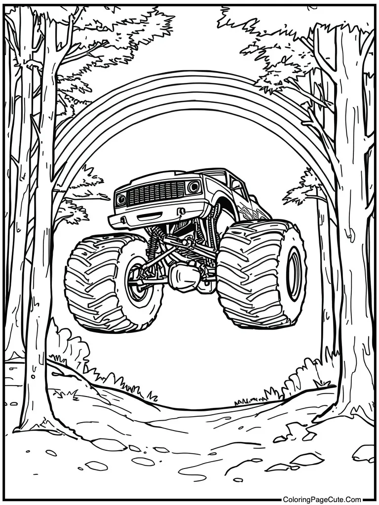 Rainbow arching over jump