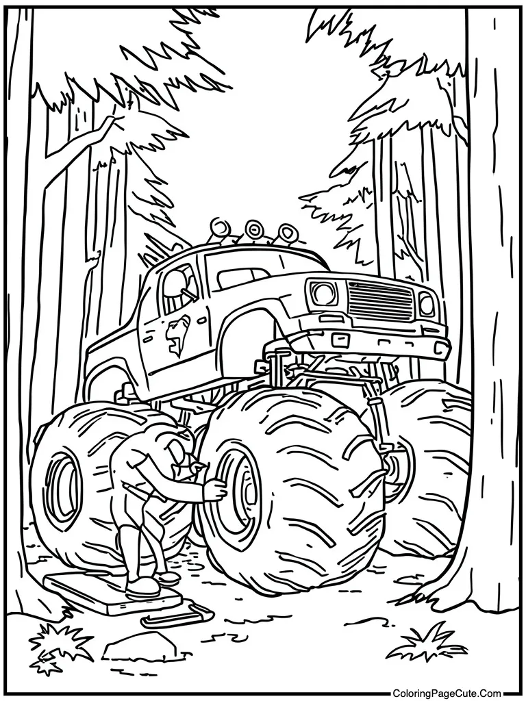 Mechanic fixing the tire