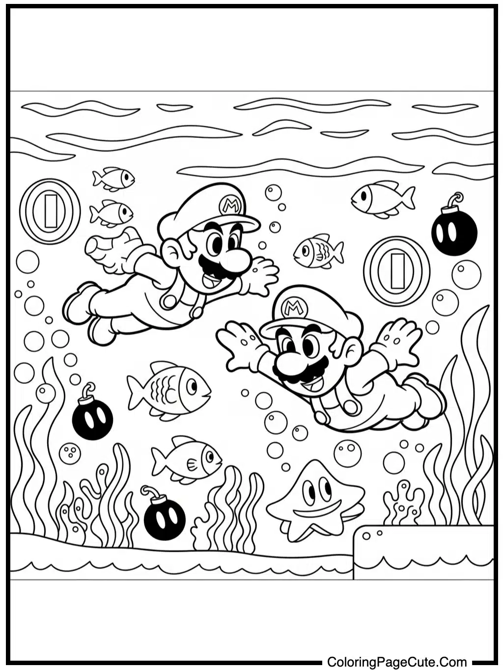 Super Mario Bros swimming underwater levels
