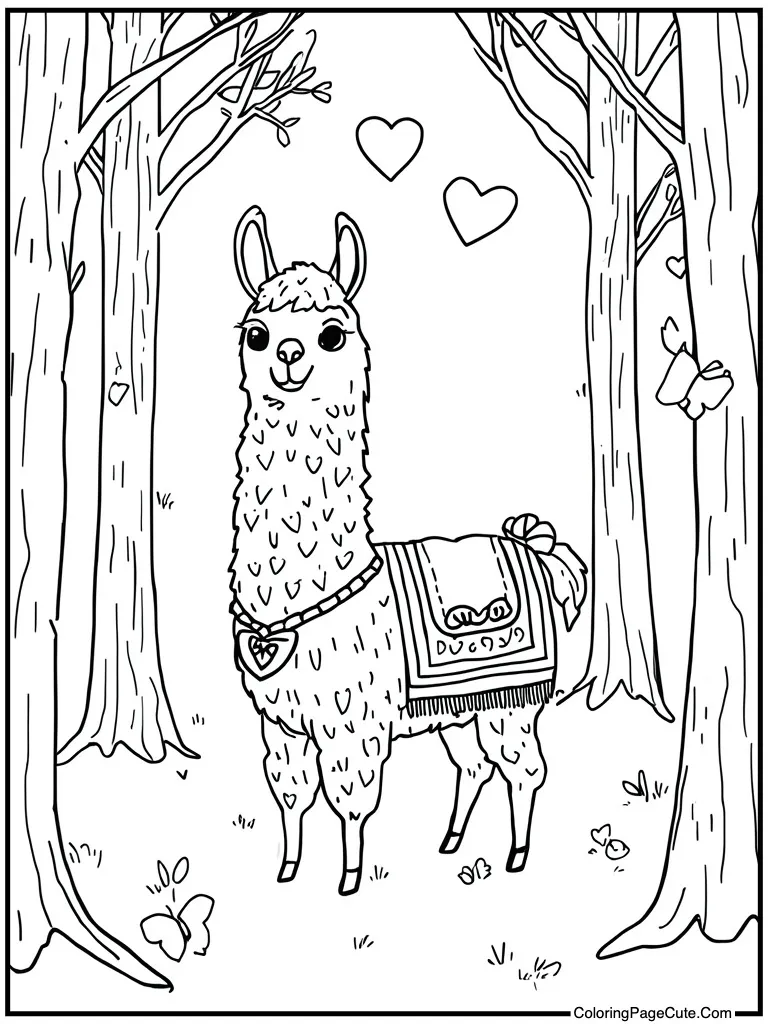 Llama with heart blanket