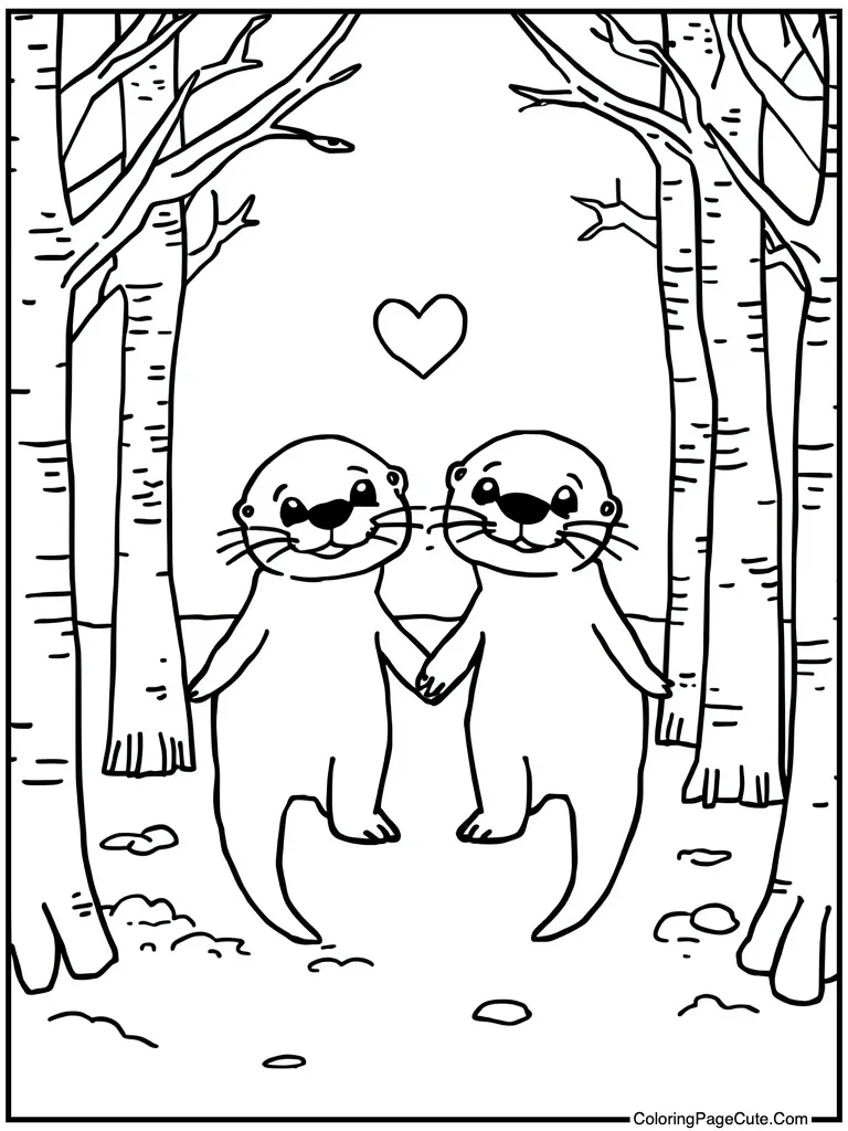 Sea otter holding hands