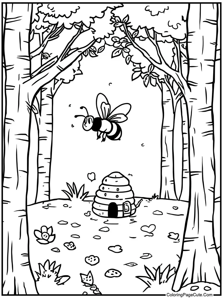 Bee buzzing near hive