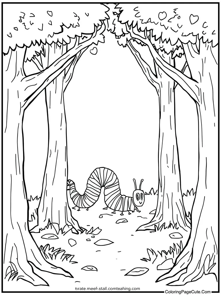 Caterpillar eating leaf heart