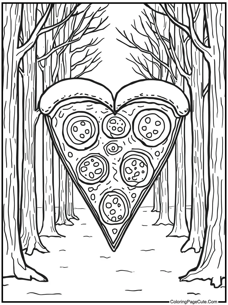 Pizza slice pepperoni heart