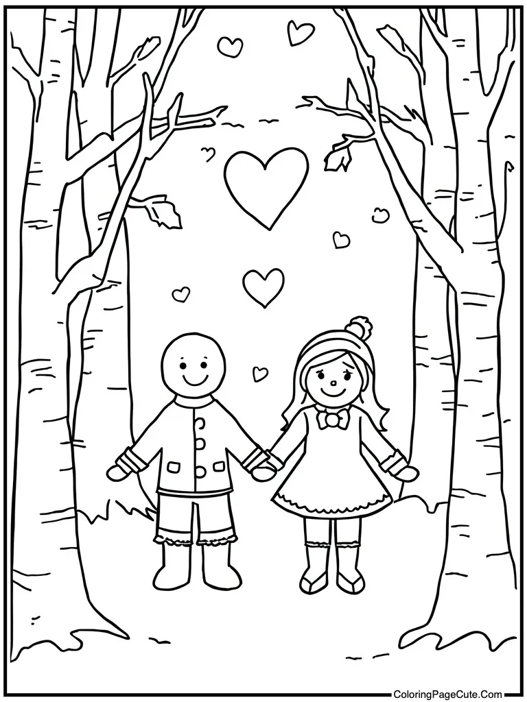Gingerbread couple holding hands