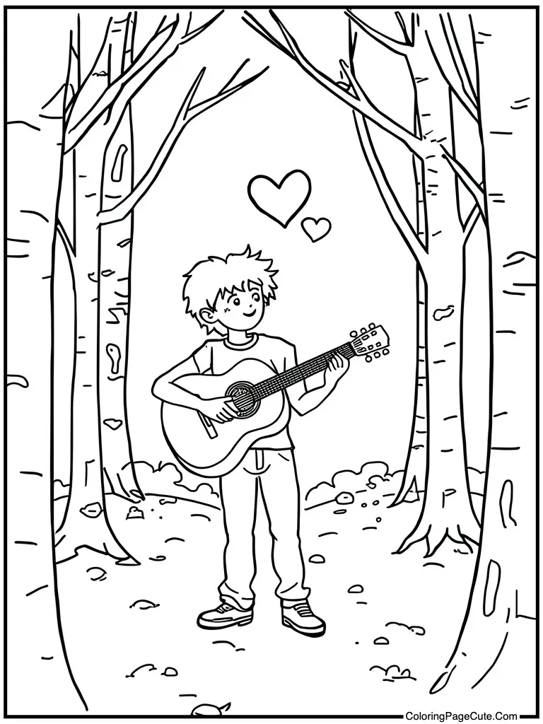 Strumming guitar love song
