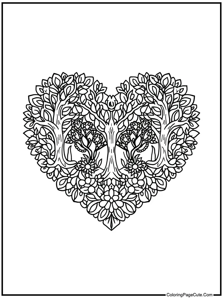 Mandala floral heart design