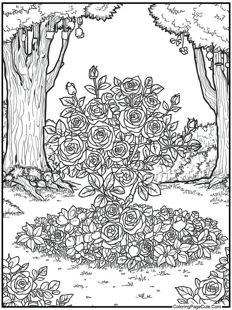 Rose garden blooming bush