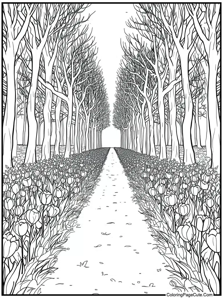 Tulip field spring time