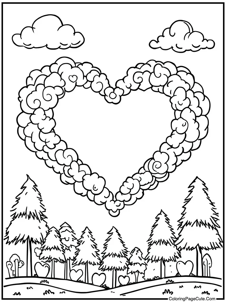 Clouds forming puffy hearts