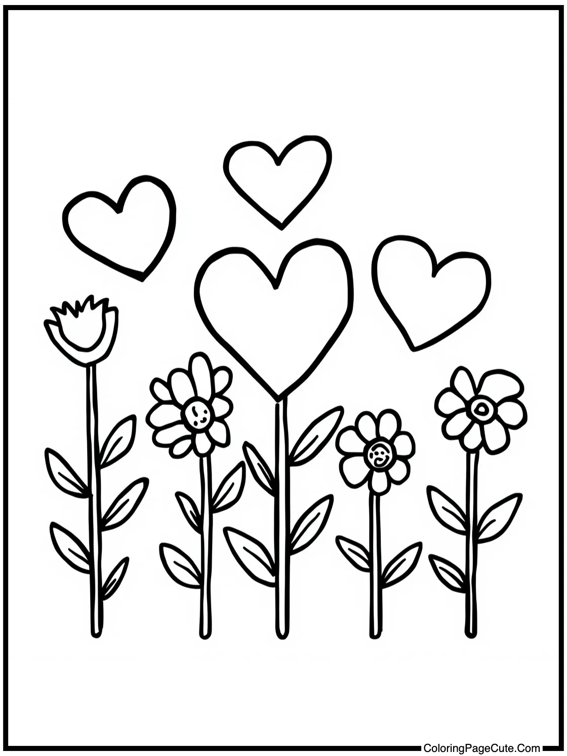 with hearts and flowers