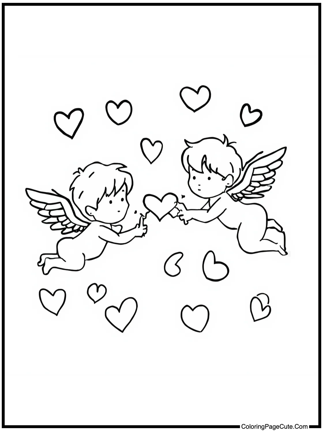 featuring cute cupids flying