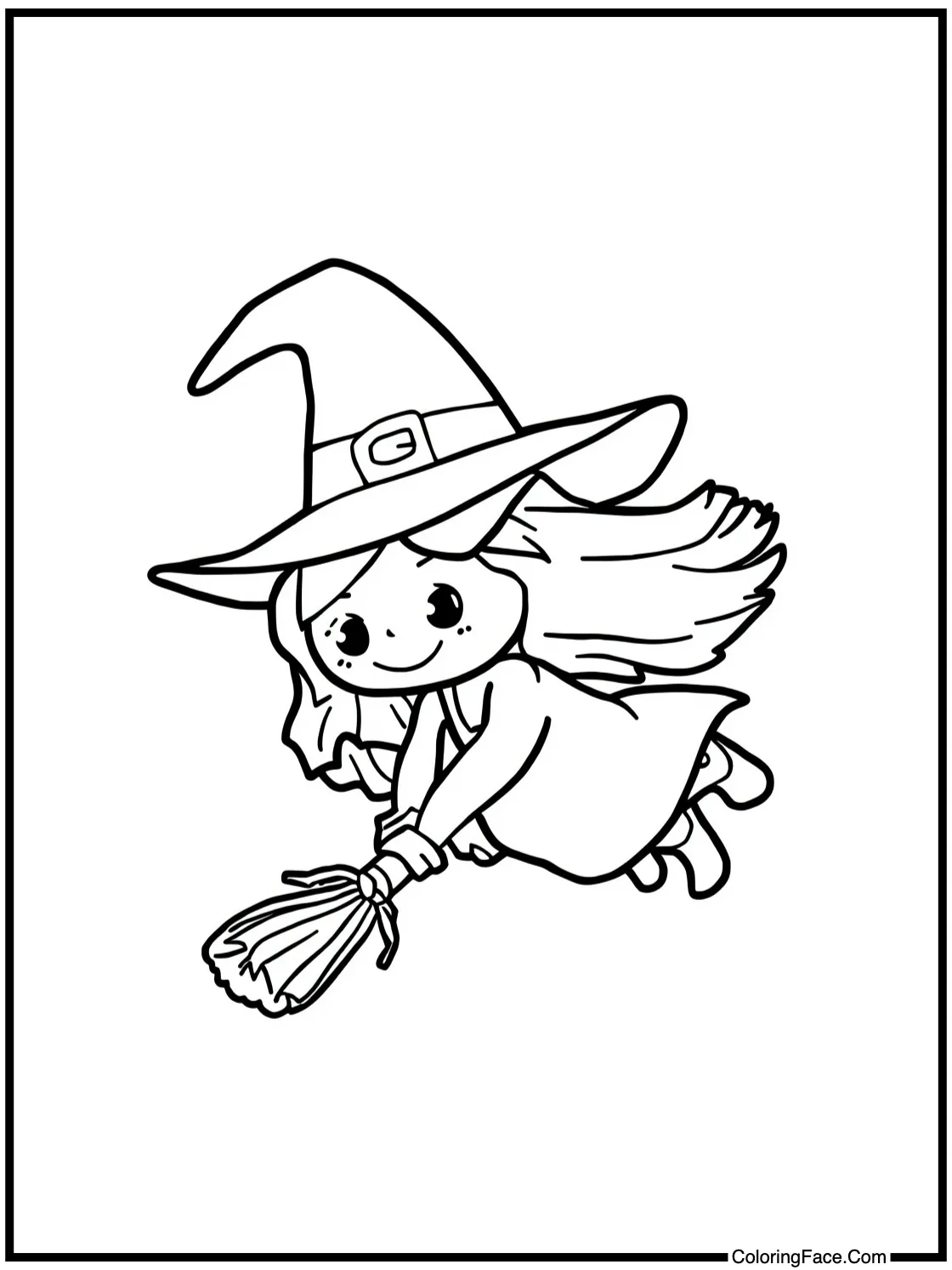 cute witch flying