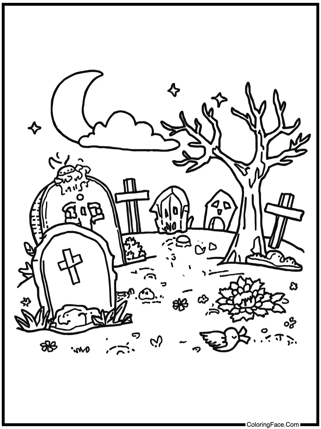 peaceful graveyard scene